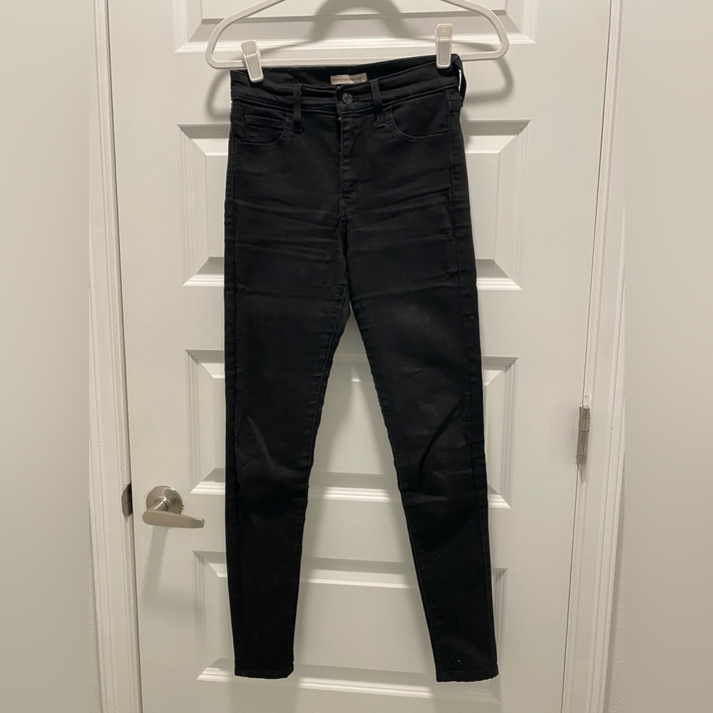 Levi's 720 HIGH RISE SUPER SKINNY 26 Denim Black Jeans Stretch - Picture 4 of 12
